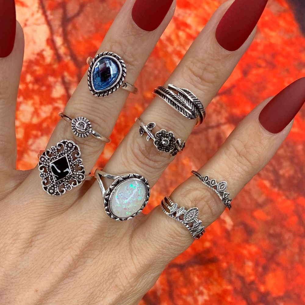 3/$10 NEW Boho Style Rings & MIDI Rings Design Mix / silver tone Bundle NWOT - Picture 6 of 8